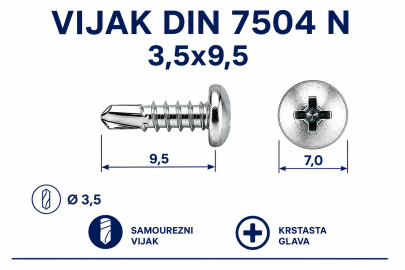 VIJAK DIN 7504 N 3,5x9,5